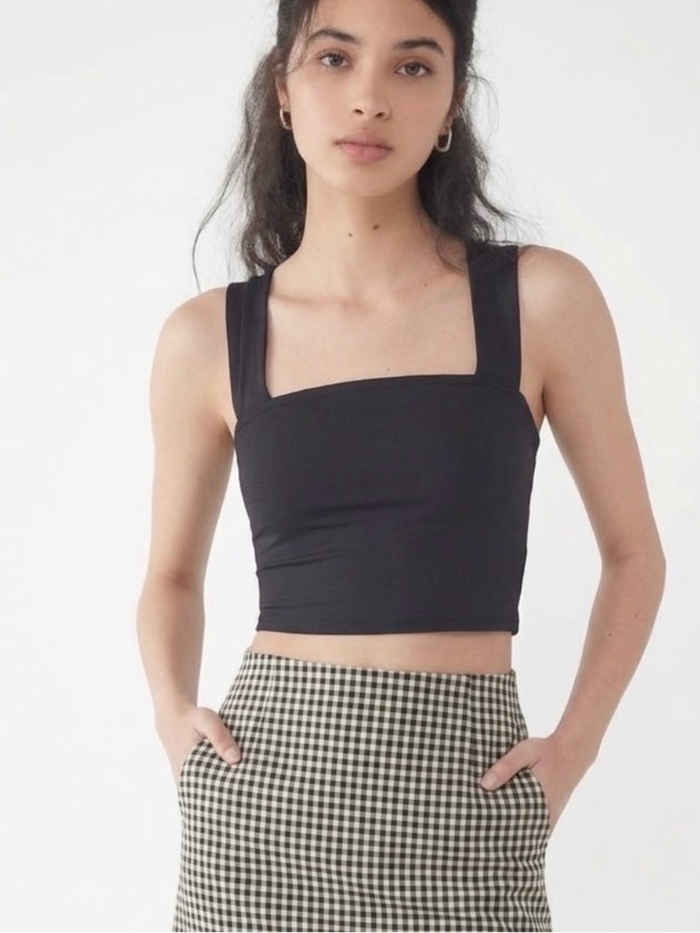 Urban Outfitters Black Square-Neck Crop Tank